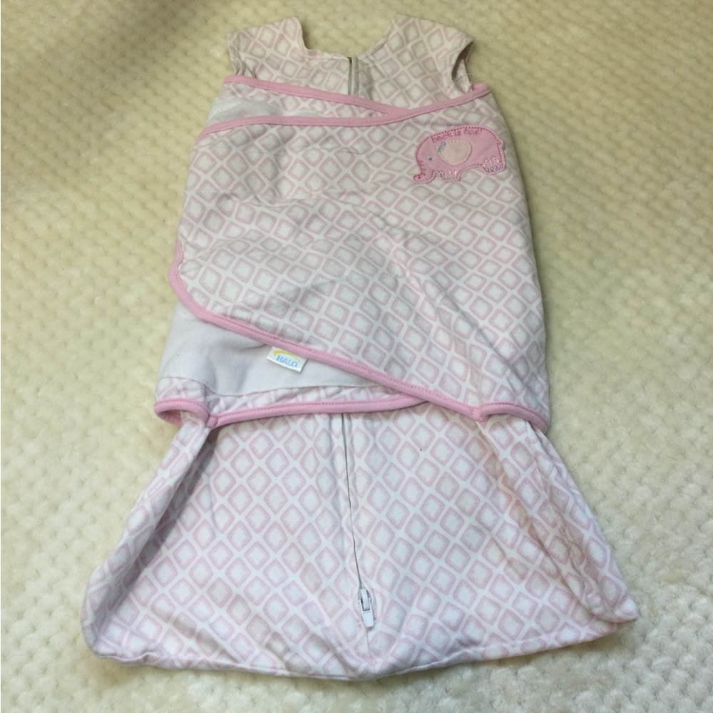 HALO SleepSack Pink White Elephant Wearable Blanket 0-3M